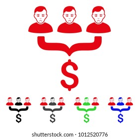 Dolor Sales Funnel Customers vector pictograph. Vector illustration style is a flat iconic sales funnel customers symbol with gray, black, blue, red, green color versions. Face has unhappy sentiment.