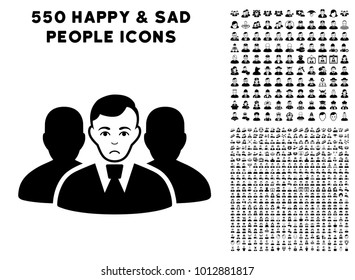 Dolor User Group pictograph with 550 bonus pitiful and glad people clip art. Vector illustration style is flat black iconic symbols.