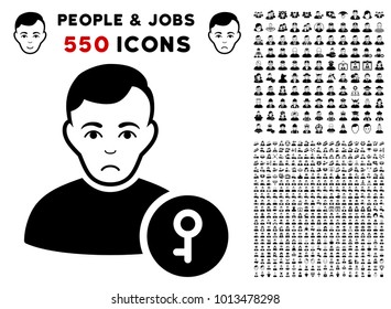 Dolor User Key pictograph with 550 bonus pitiful and happy people clip art. Vector illustration style is flat black iconic symbols.