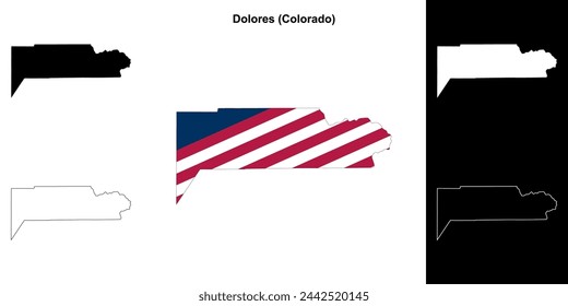 Dolores county (Colorado) outline map set