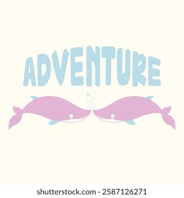 Dolphin with Adventure Typographic Vector Graphic.