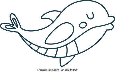Dolphin Animal Doodle ilustración vectorial
