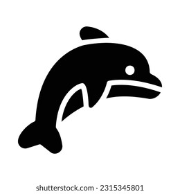 Ilustración con el logotipo de un icono en un delfín plano animal. Juego de iconos de animales. Adecuado Para Diseño Web, Logotipo, Aplicación.