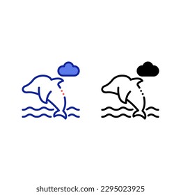dolphin animal icon. editable strokes