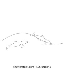 Dolphin animal line drawing vector illustration