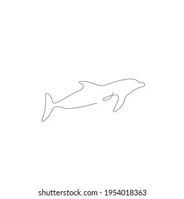 Ilustración vectorial del dibujo de la línea animal delfín