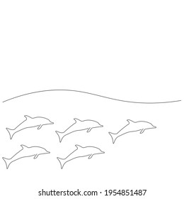 Dolphin Animal Line Drawing Vector Illustration: เวกเตอร์สต็อก (ปลอดค่า