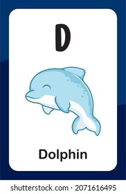 Dolphin Animals Alphabet Flash Card Education for Kindergarten