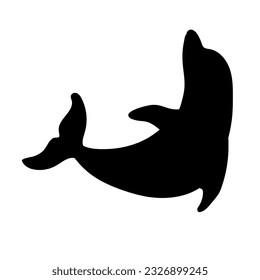 Dolphin aquatic mammal silhouette.Vector graphics.
