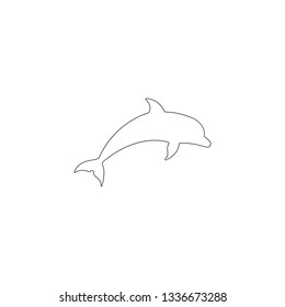 Dolphin aquatic mammal. simple flat vector icon illustration. outline line symbol - editable stroke