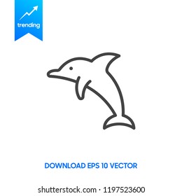 Dolphin aquatic mammal vector icon for animal apps and websites