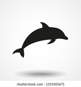 Dolphin aquatic mammal vector icon for animal apps and websites