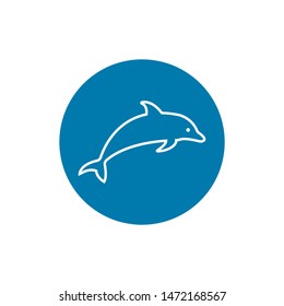 Dolphin aquatic mammal vector icon for animal apps and websites