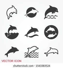 Dolphin aquatic mammal vector icon for animal apps and websites