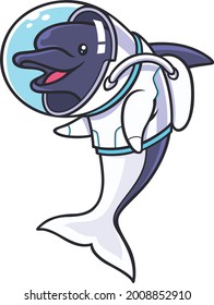 A Dolphin in Astronaut Costume Cartoon Character Design