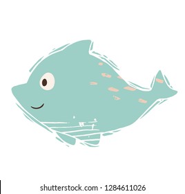 Dolphin baby cute print. Sweet sea animal. Cool ocean animal illustration for nursery t-shirt, kids apparel, party and baby shower invitation. Simple child design. Summer time