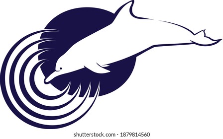 Dolphin with background and echoeing trough the ocean.