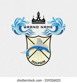 Dolphin badges logos and labels It can be used for product design, team name, and clubs