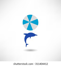 Dolphin with ball icon