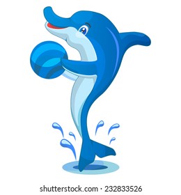 Dolphin with Ball Vector