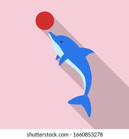 Dolphin with ball vector icon.Flat vector icon isolated on white background dolphin with ball .
