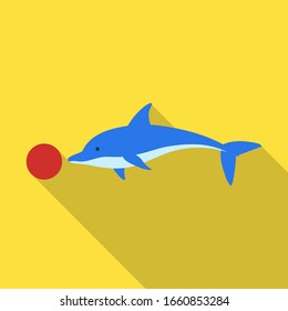 Dolphin with ball vector icon.Flat vector icon isolated on white background dolphin with ball .