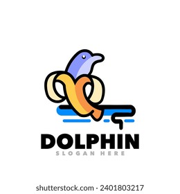 Dolphin banana mascot logo symbol design