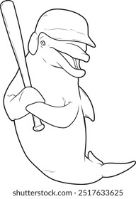 Dolphin Baseball Baseball bat Animal Vector Graphic Art Illustration
