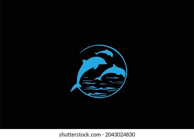 Dolphin Basic and elegant minimal artistic design initial based tattoo-vector