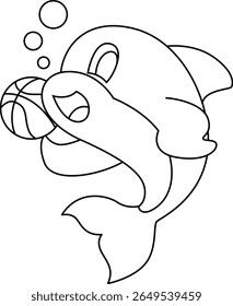 Dolphin Basketball player Basketball Animal Vector Graphic Art Illustration