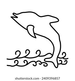 dolphin of beach doodle illustration