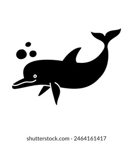 Dolphin black hand drawn icon