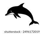 dolphin black Silhouette vector art Illustration with white background