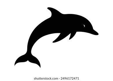 dolphin black Silhouette vector art Illustration with white background