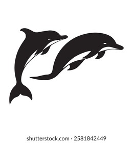 dolphin black Silhouette vector art Illustration on a white background