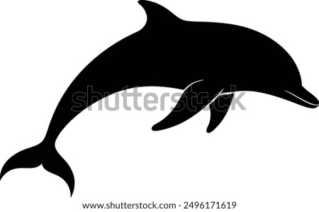 dolphin black Silhouette vector art Illustration with white background