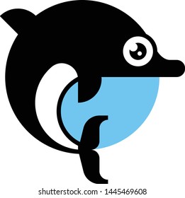 Dolphin black silhouette vector icon