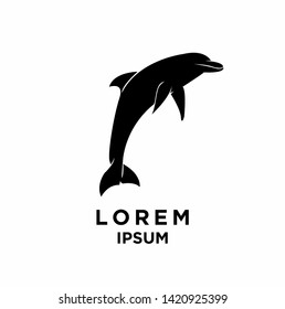 dolphin black silhouette white background isolated logo icon design vector illustration