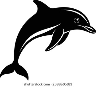 dolphin black and white vector illustration