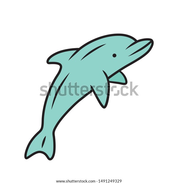 Dolphin Blue Color Icon Undersea World Stock Vector Royalty Free 1491249329