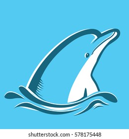 Dolphin in blue sea illustration