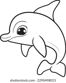 Dolphin cartoon  Black   white lines  Coloring page for kids  Activity Book 