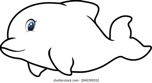 Dolphin Cartoon Cute Fish coloring vector art and illustration