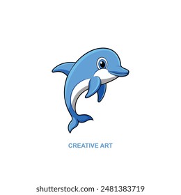 dolphin cartoon design illustration. cute sea animal icon, sign and symbol.