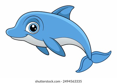 Dolphin cartoon fish vector art illustration 