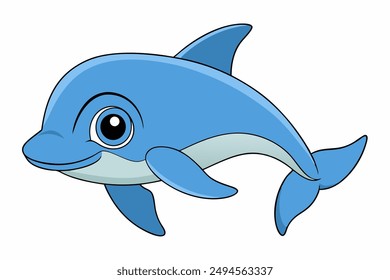 Dolphin cartoon fish vector art illustration 