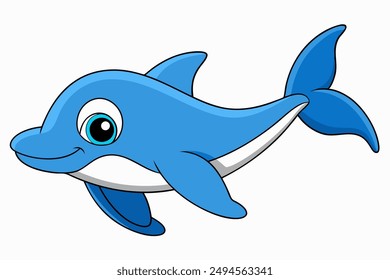 Dolphin cartoon fish vector art illustration 