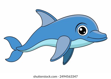 Dolphin cartoon fish vector art illustration 