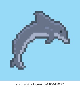 dolphin cartoon icon pixel art