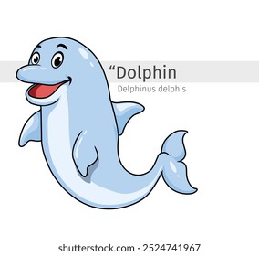 Dolphin Cartoon illustration. marine animal isolated. Animal illustration collection. Dolphin Cartoon character